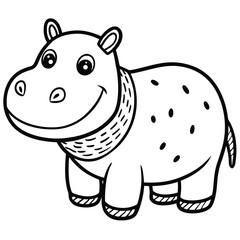 Obraz premium Cute cartoon hippo isolated on white background illustration vector