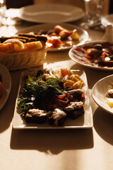 a dish on the banquet table before the holiday