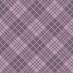 Fototapeta premium A repeating geometric pattern features a plaid design in shades of purple and lavender, forming a symmetrical grid. Intersecting lines create diamond shapes that repeat seamlessly across the surface.