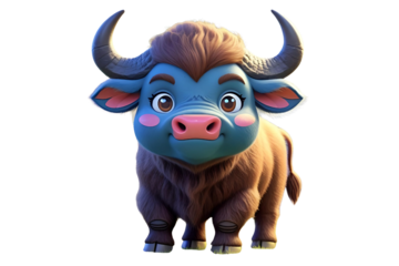 a bright water color cute cartoon style of Buffalo