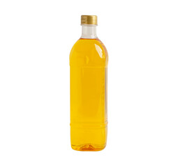 Olive oil glass bottle isolated on white background with clipping path, organic healthy food for cooking.