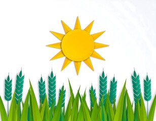 Bright sun over green grass