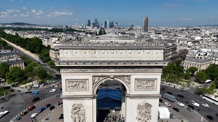 Arc De Triomphe In Paris Island Of France France. Aerial View Of Europe City Of Paris Capital Of France. Industry Skyline Commercial Building Awesome. Commercial Building Architecture Business.