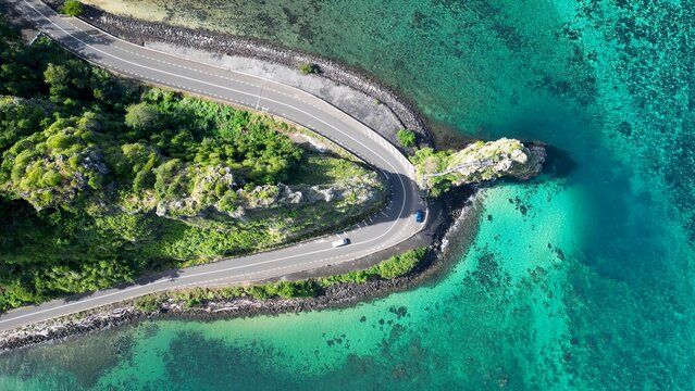 Maconde Viewpoint In Port Louis Mauritius Island Mauritius. Urban Life Landscape Of Freeway Road Connecting City Streets. Coast Horizon Seaside Summertime. Coast Outdoors Panoramic.