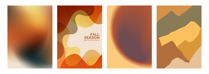 Set of Autumn theme abstract backgrounds for Fall season creative graphic design. Vector illustration.	