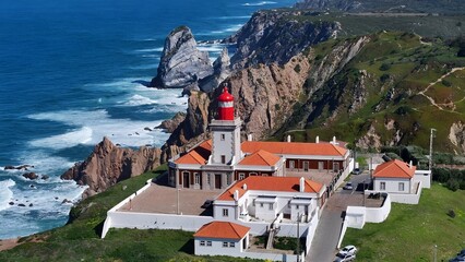 Roca Cape In Sintra Lisbon District Portugal. Iconic Structure Of The Historic Lighthouse In A...