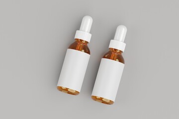 Minimalist Two Essential Oil Bottle with Dropper Container Mockup