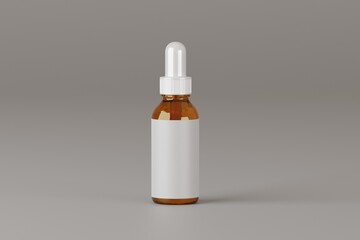 Minimalist Clear Dropper Bottle Mockup with Blank Label and Amber Glass