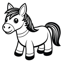 Cartoon horse isolated on white background, a cute and cheerful animal