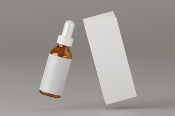 Minimalist Essential Oil Dropper Bottle And Box Packaging Mockup Presentation