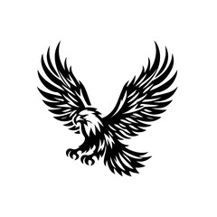 Fototapeta premium Eagle with open wings isolated on white background in black and white style