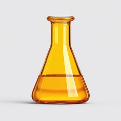 Elegant 3d render of a yellow glass flask centered in an isolated environment with a white background for visual clarity