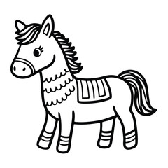 Cartoon horse isolated on white background, a cute and cheerful animal