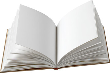 Fototapeta premium An open blank book with white pages and a transparent background for design