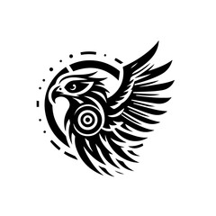 Obraz premium Majestic eagle with wings spread, isolated on white background