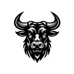 Fototapeta premium Illustration of a bull head isolated on white background, vector format