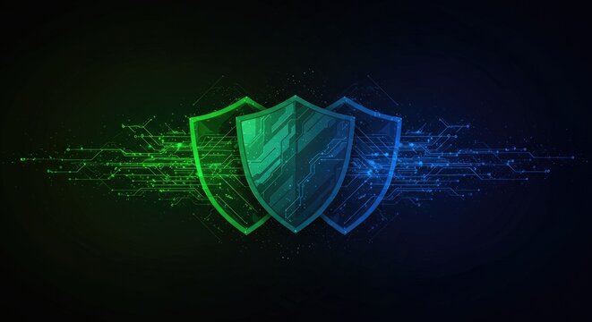 Cybersecurity shield graphics digital abstract illustration protection technology design