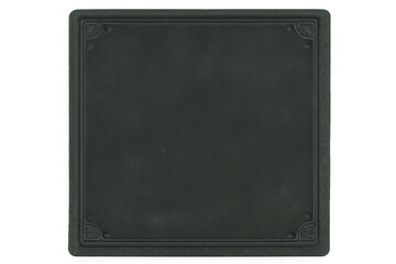 Obraz premium Dark metal plaque with ornate edges and rivets, providing copy space against a transparent background