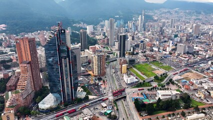 Bogota Skyline In Bogota District Capital Colombia. City Skyline Showing Modern And Traditional...