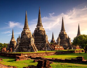 Fototapeta premium Ancient temples in a sunlit landscape