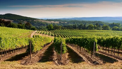 Naklejka premium rows of vines in vineyard