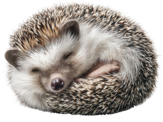 Obraz premium Adorable Sleeping Hedgehog Curled Up in a Ball Close Up View of a Tiny Mammal