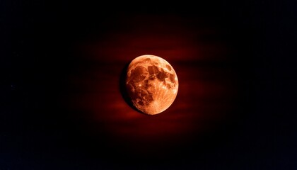 total lunar eclipse blood moon glowing red halo night sky