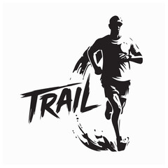 Silhouette Trail Runner Logo Vector for Mountain, Outdoor, and Athletic Brand Design