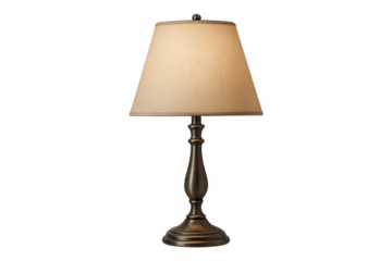 Elegant table lamp illuminating with soft light on transparent background