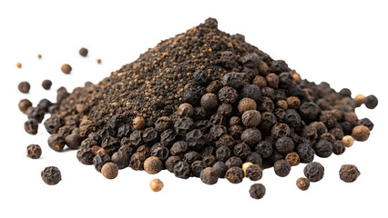 pile of Black Pepper spices isolated on white or Transparent background