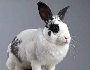 Close-up of a black and white rabbit (1)