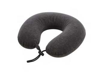 Inflatable neck pillow isolated on transparent background for comfortable travel