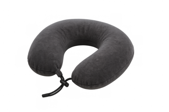 Inflatable neck pillow isolated on transparent background for comfortable travel