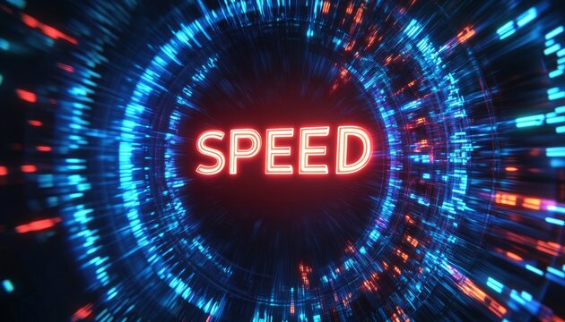 Futuristic Internet Speed Indicator Showcasing High-Speed Connection and Advanced Network Tech - Powered by Adobe