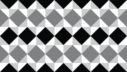Fototapeta premium Seamless geometric pattern of grayscale pyramids or triangles forming a 3D grid illusion in black, white, and gray