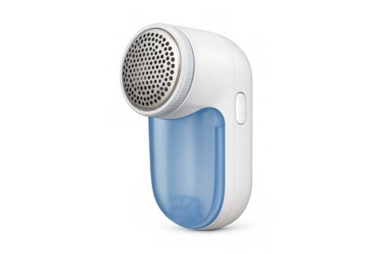 Modern fabric shaver removing lint from clothes on transparent background