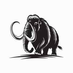 Obraz premium Walking Woolly Mammoth Silhouette Vector Logo Design for Vintage, Outdoor, or Wildlife Branding