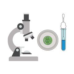 microscope,lab,science flat line icon illustration of a microscope with test tube for laboratory experiment or scientific research
