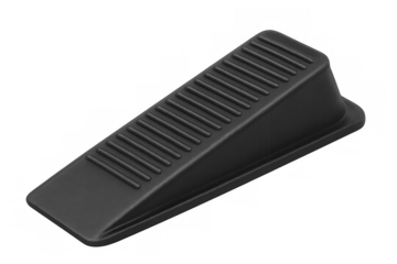 Black rubber door stop wedge on transparent background