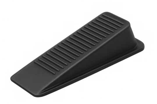 Black rubber door stop wedge on transparent background