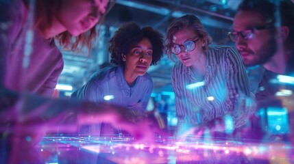 Tech Startup Collaboration with Neon Holographic Display