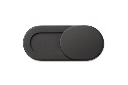 Webcam cover slide protecting privacy on transparent background