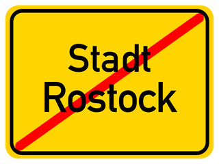 Illustration of a city exit sign for the city of Rostock