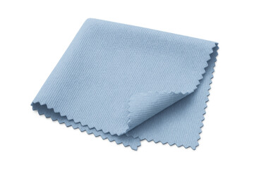 Light blue microfiber cleaning cloth on transparent background