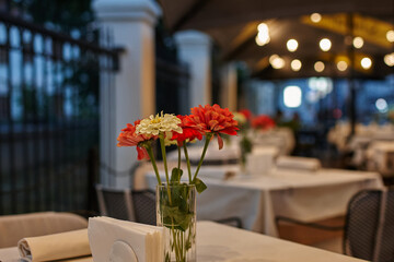 flowers in a restaurant