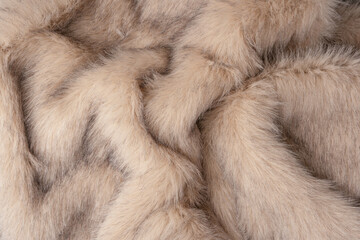Texture of faux fur as a background, top view.