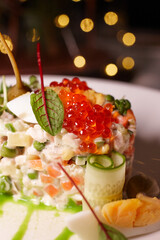 appetizer with salmon and caviar
