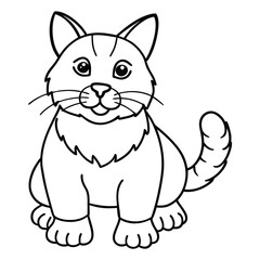 Cartoon lynx isolated on white background in black and white style