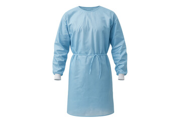 Light blue medical isolation gown on transparent background