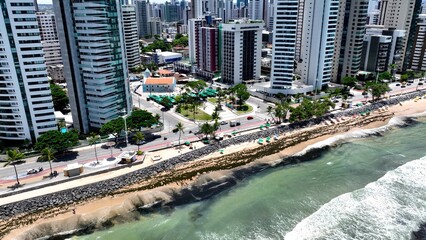 Boa Viagem Church In Recife Pernambuco Brazil. Bird Eye View Of Church Standing Tall Amidst...